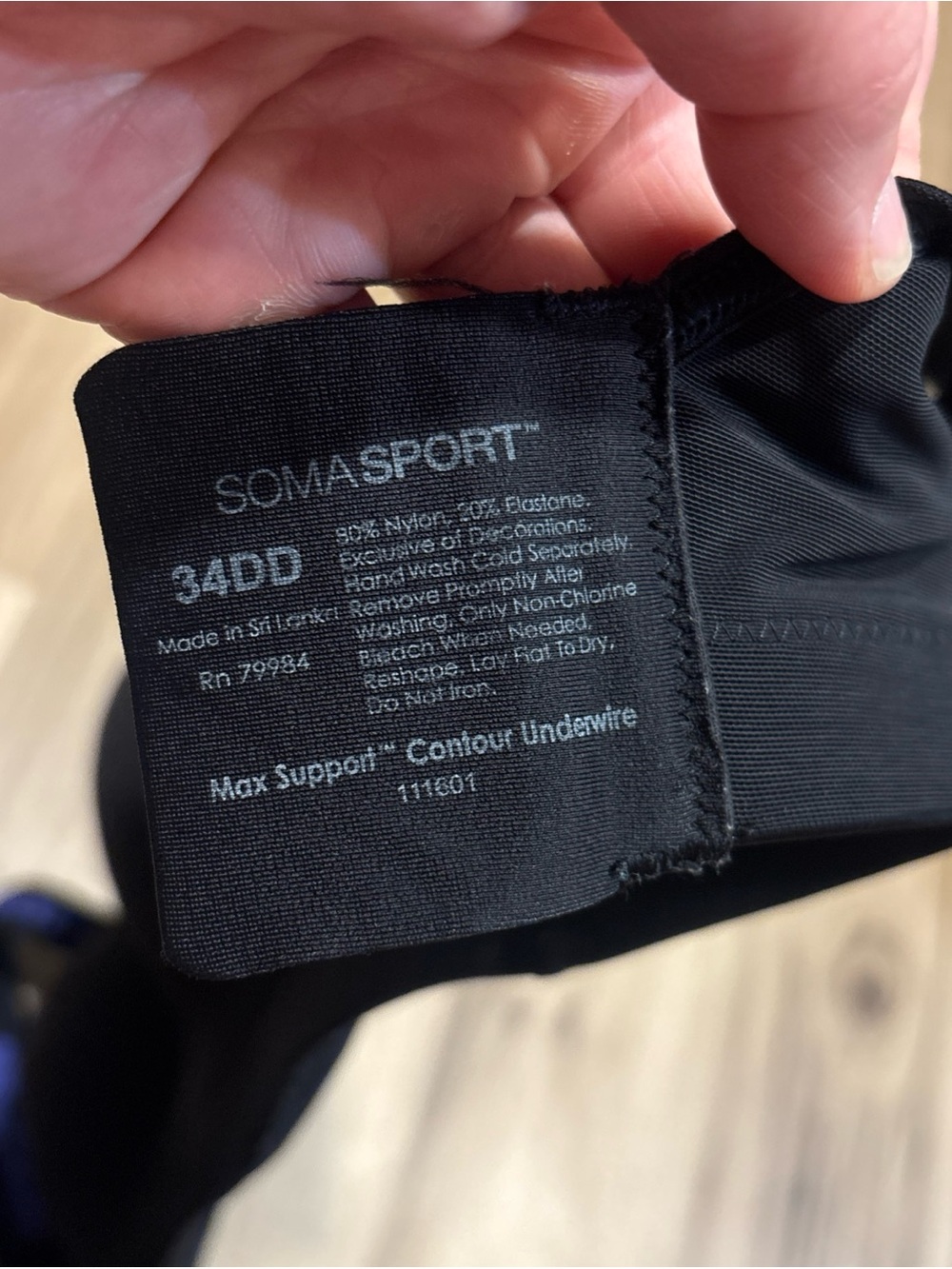 Soma Sport Max Support Contour High Impact Sports Bra Size 34DD Black Underwire - Picture 7 of 7